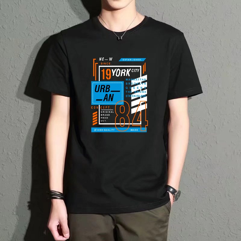 Men's Black Round-Neck Short-S - Streetwear Brand New York ulasan dan harga