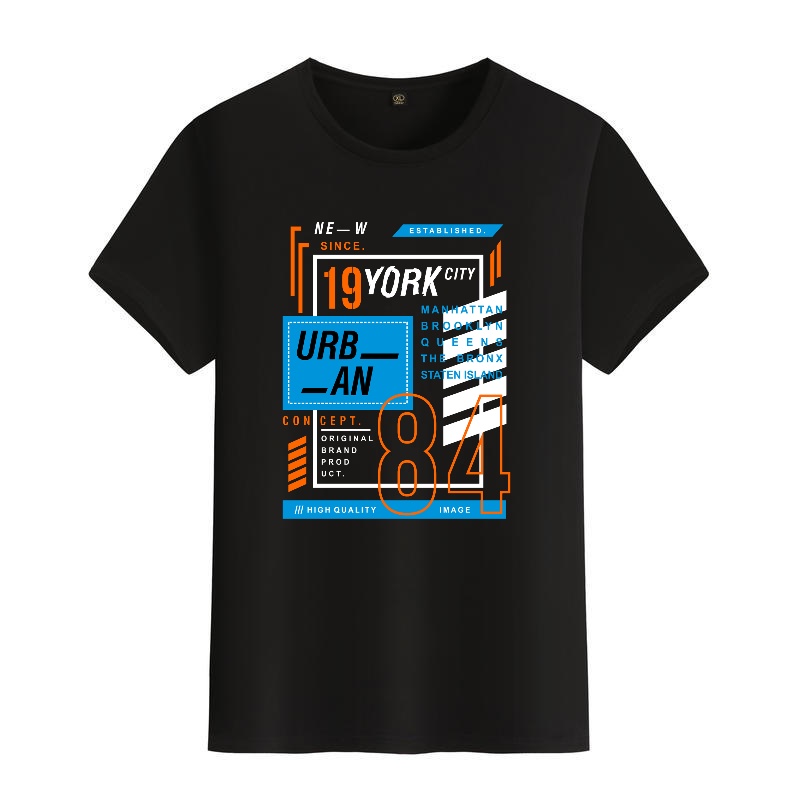 Men's Black Round-Neck Short-S - Streetwear Brand New York ulasan dan harga